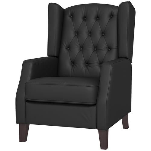 Faux Leather Armchair, Modern Accent Chair with Thick Padding for Living Room, Bedroom, Home Office, Black