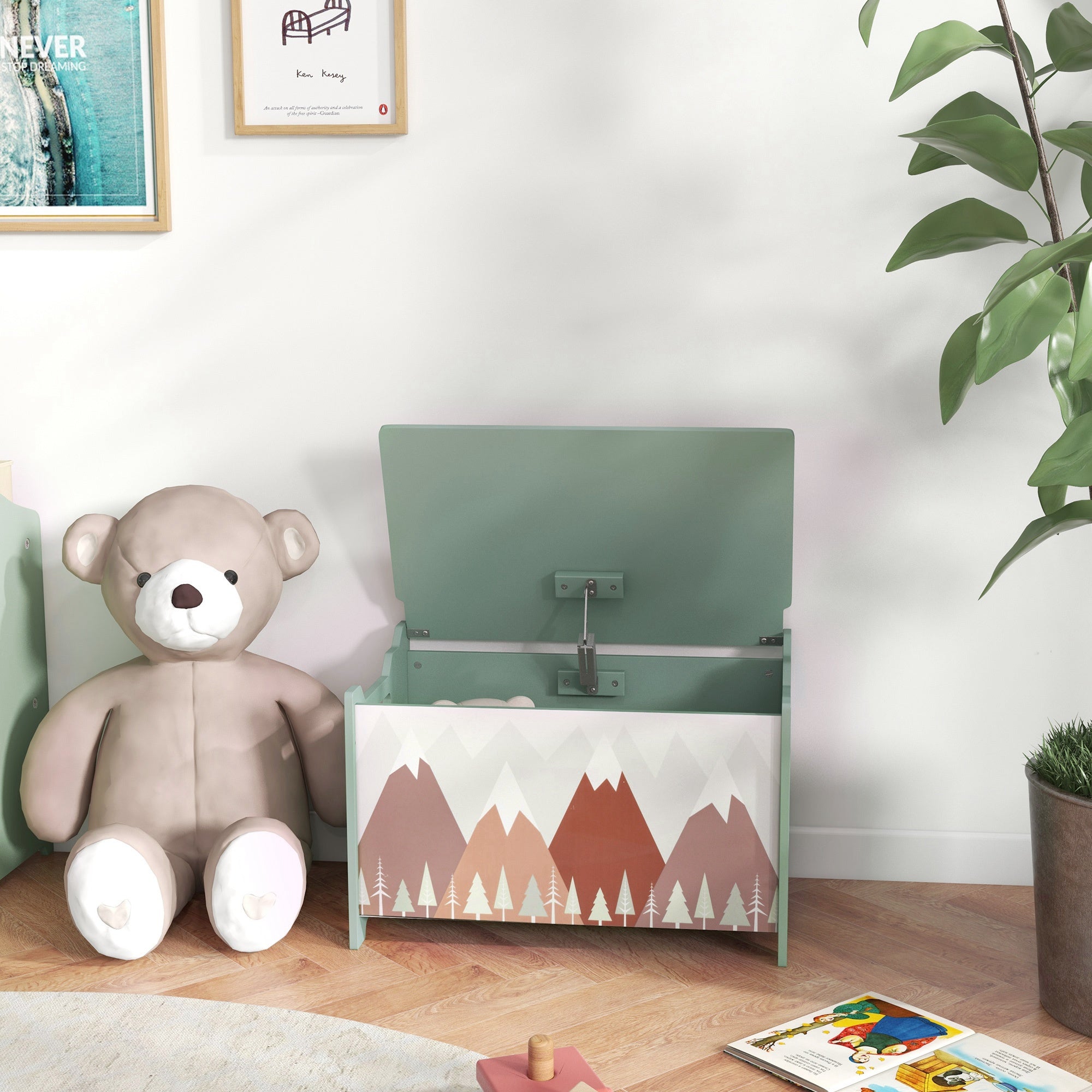 Toy Box with Lid, Toy Chest Storage Organizer for Bedroom with Safety Hinge, Green Baby & Kids Storage at Gallery Canada