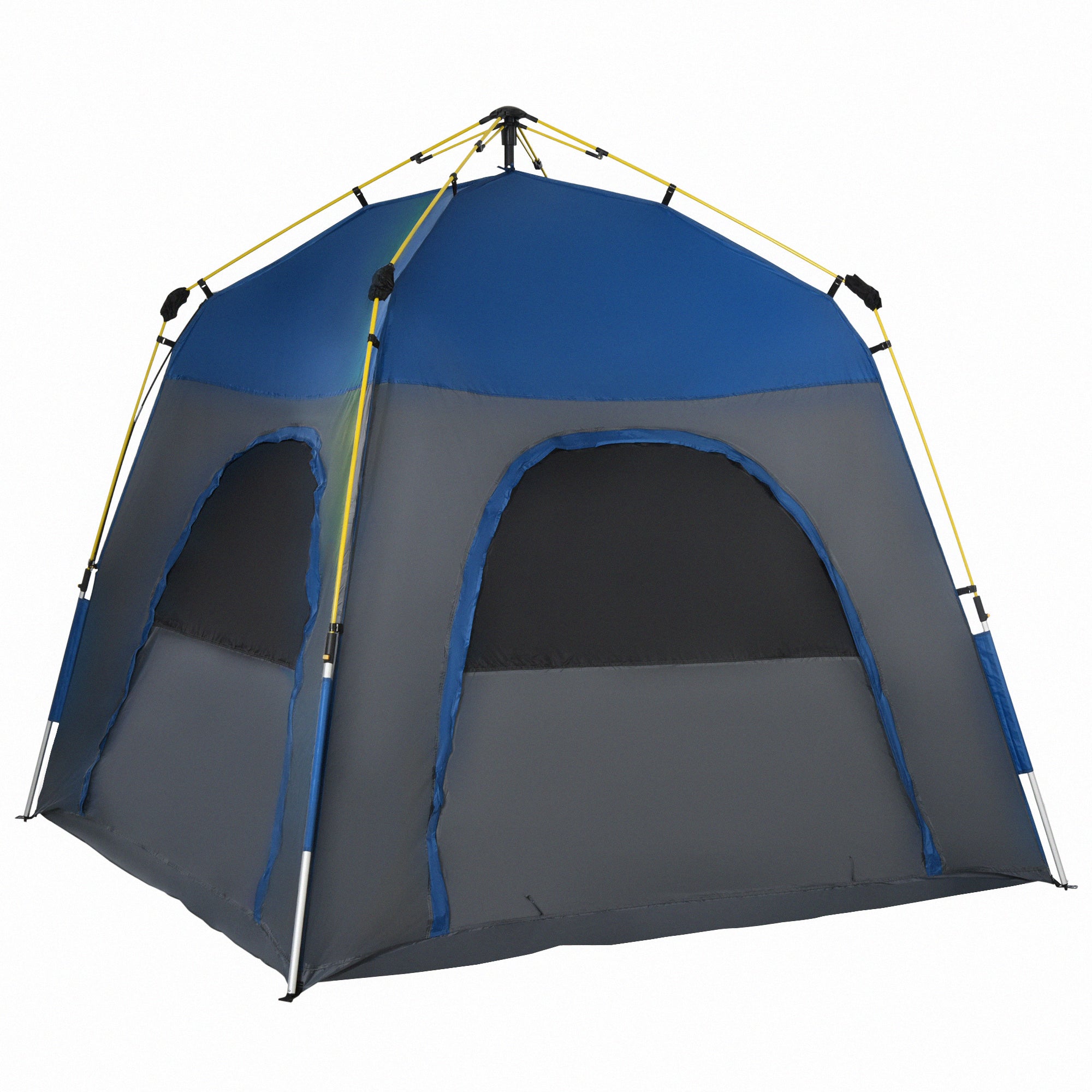 Instant Automatic Camping Tent w/ 4 Doors and 4 Windows, Outdoor Easy Pop Up Tent, Portable Backpacking Dome Shelter, 4 Person, Grey Camping Tents Multi Colour  at Gallery Canada