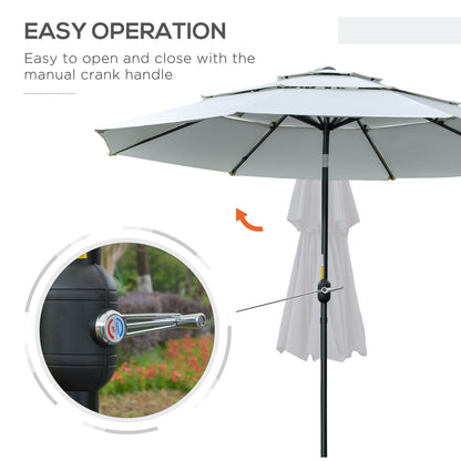 9FT 3 Tiers Patio Umbrella Outdoor Market Umbrella with Crank, Push Button Tilt for Deck, Backyard and Lawn, Cream White Sun Umbrellas   at Gallery Canada