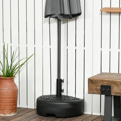 Half Round Umbrella Base, Sand or Water Filled Half Patio Umbrella Stand Holder 40lb Water or 46lb Sand, Black