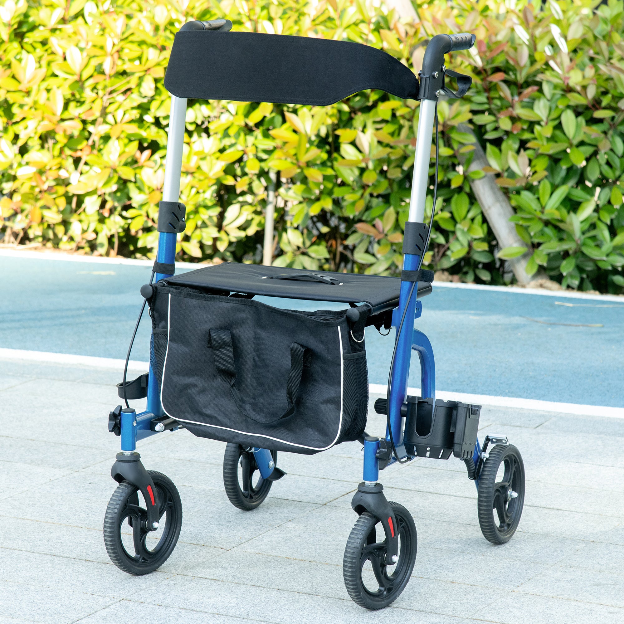 Rollator Walker for Seniors and Adults with 8'' Wheels, Padded Seat and Backrest, Storage Bag Blue Knee Walker & Wheelchair Ramps at Gallery Canada