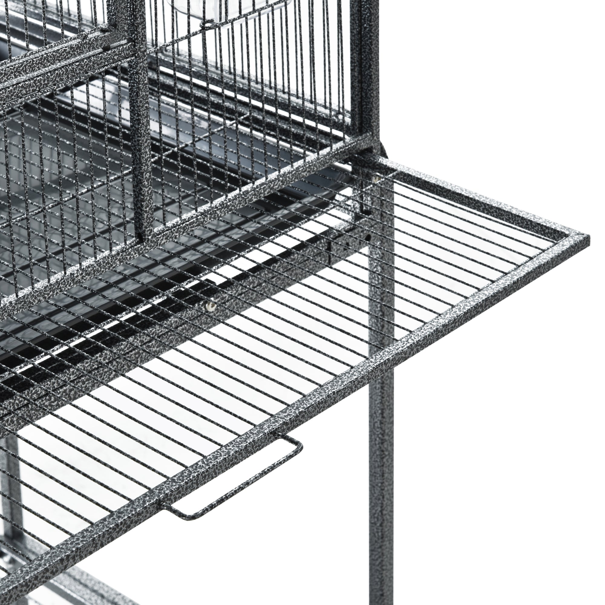 30'' Large Rolling Metal Bird Cage Bird House with Detachable Rolling Stand, Storage Shelf, Wood Perch Food Container - Black Bird Cages at Gallery Canada
