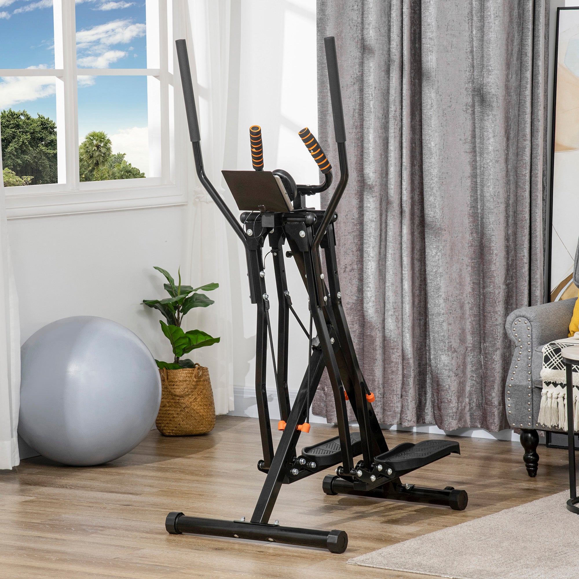 Gazelle Glider Air Walker Exercise Machine Elliptical Trainer with Four Resistance Levels, LCD Monitor, Heart Rate Sensor, Two Wheels Aerobic Equipment at Gallery Canada