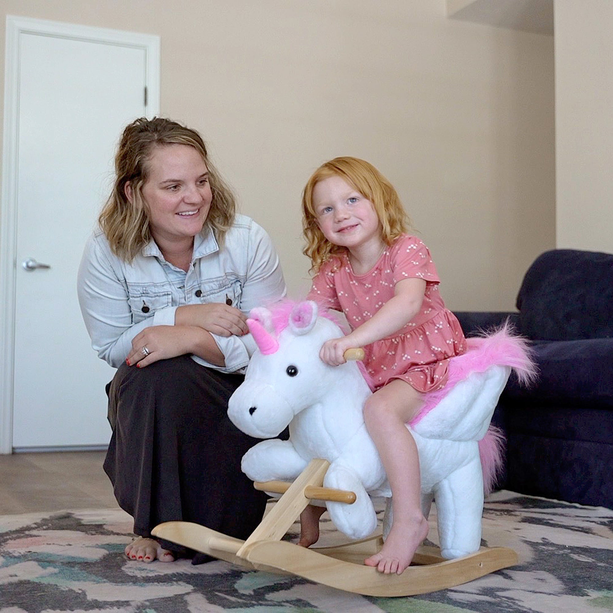 Kids Rocking Horse, Rocking Chair Nursery Plush Unicorn, Child Soft and Warm Ride on toy with Sing Along Song Pink Rocking Horses at Gallery Canada