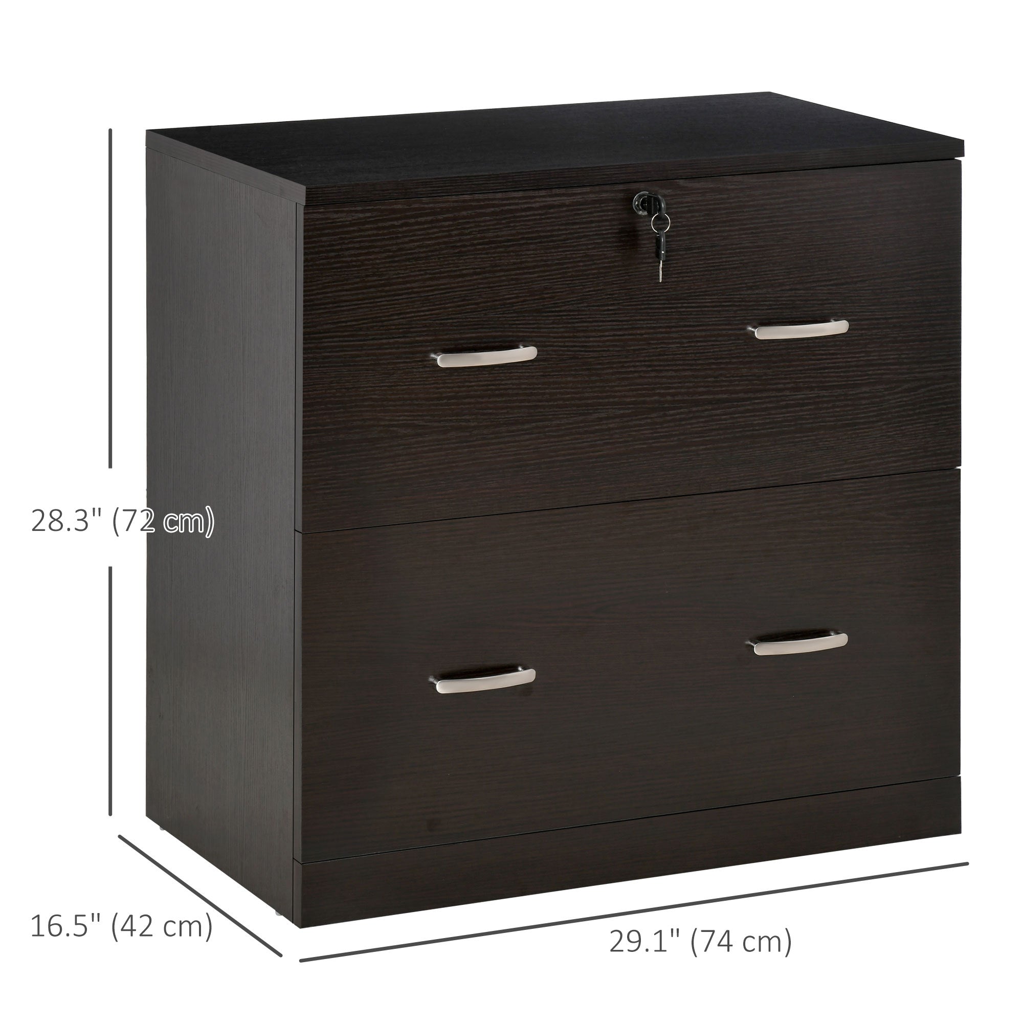 2 Drawer File Cabinet with Lock, Office Filing Cabinet, Hanging Bar for Letter Size, Home Office, Espresso Office Cabinets & Cupboards at Gallery Canada