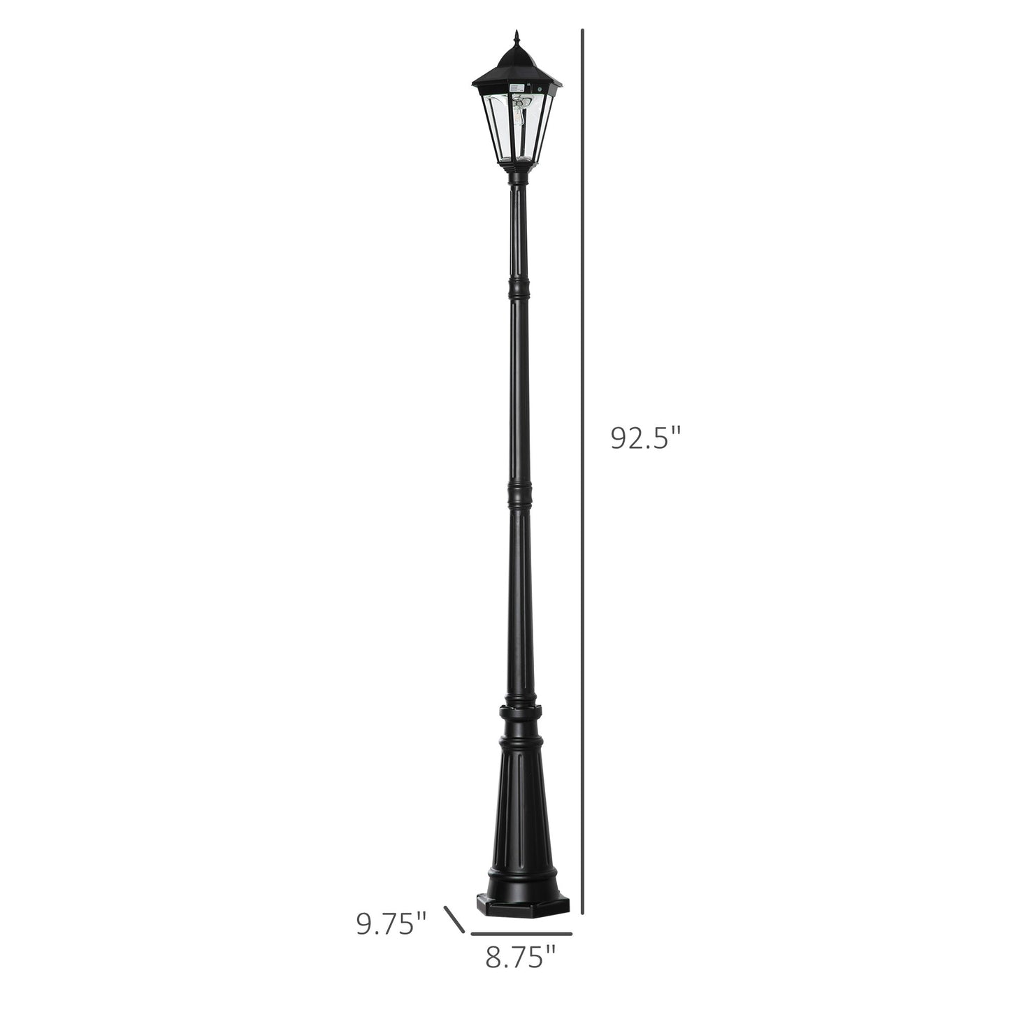 92" Solar Lamp Post Light Outdoor Street Lamp, Motion Activated Sensor PIR, Adjustable Brightness for Backyard, Black Solar Post Lamps   at Gallery Canada