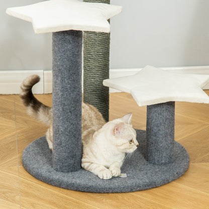 30" Cat Tree Kitty Activity Center Climbing Toy Rest Pet Furniture with Sisal Scratching Post Moon Star Shaped Perch Hanging Ball Grey, White Cat Posts   at Gallery Canada