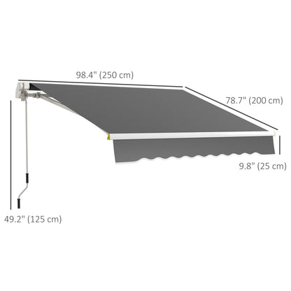 8' x 6.5' Manual Retractable Awning with LED Lights, Aluminum Sun Canopies for Patio Door Window, Dark Grey Door Awnings   at Gallery Canada