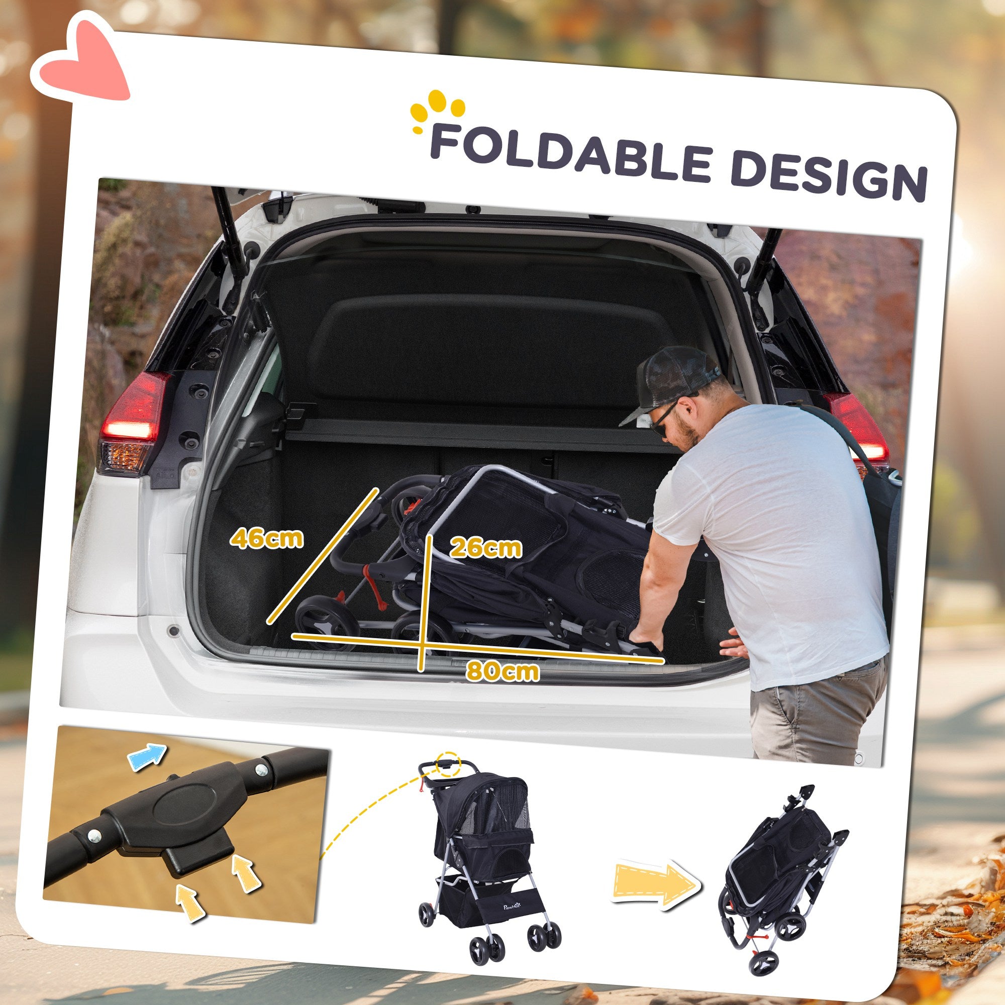 Dog Stroller, Foldable Pet Stroller for XS and Small Dogs and Cats, 4 Wheels Travel Carrier with Cup Holder, Storage Basket, 360° Wwiveling Front Wheels, Black Dog Bike Trailers & Strollers at Gallery Canada