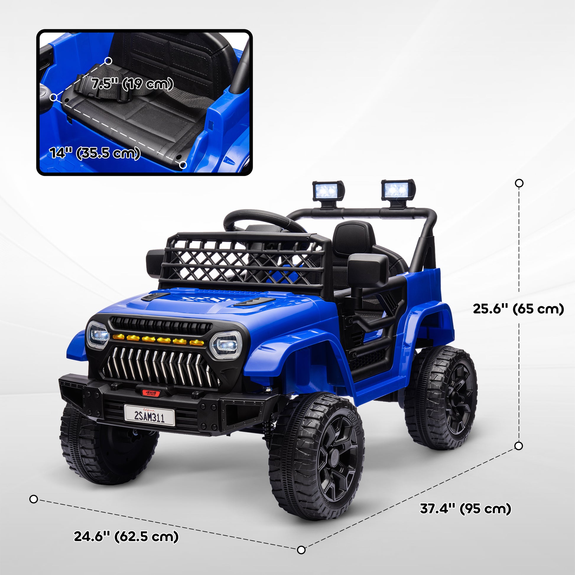 12V Ride on Truck, Electric Car for Kids with Remote Control, Suspension, 3 Speeds, USB Music Headlights, Dark Blue Electric Toy Cars   at Gallery Canada