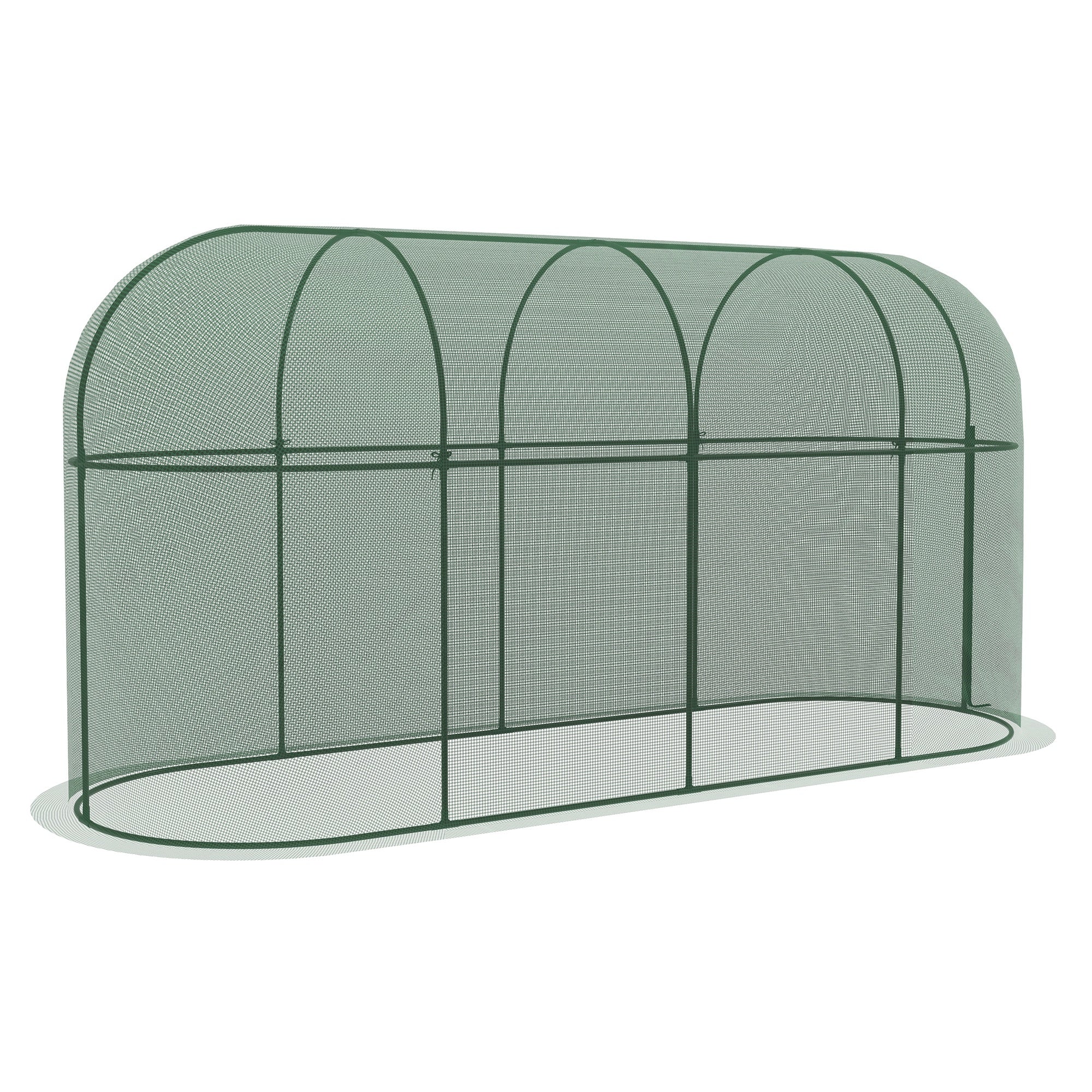 9.8' x 3.3' Plant Protector Tent, Crop Cage with Zipped Door and Ground Stakes, for Garden, Yard, Lawn Walk In Greenhouses Green  at Gallery Canada