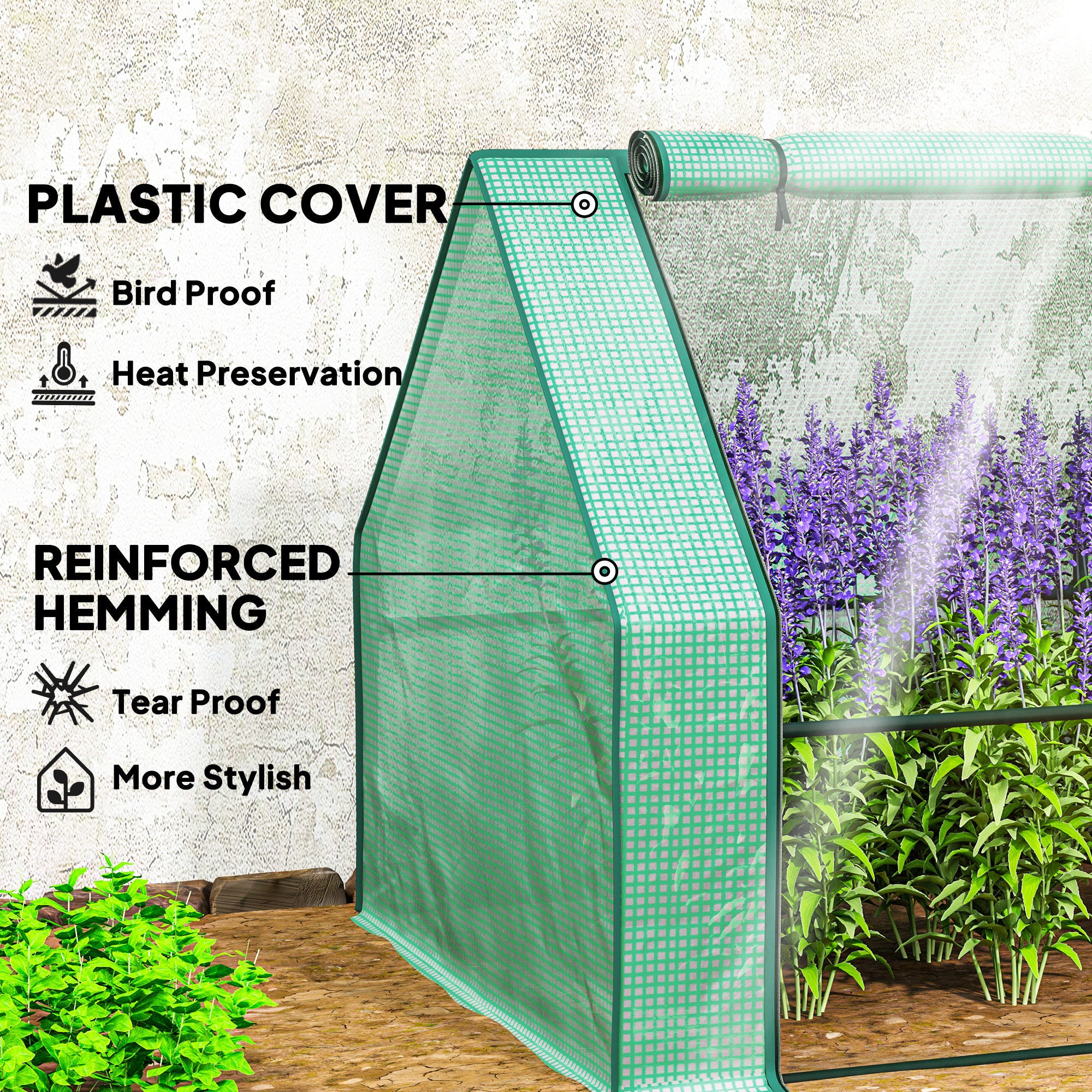 Portable Mini Greenhouse Tunnel Growing Tent Plants Flower Warm House w/ Zippered Roll-up Doors, Green Greenhouses at Gallery Canada