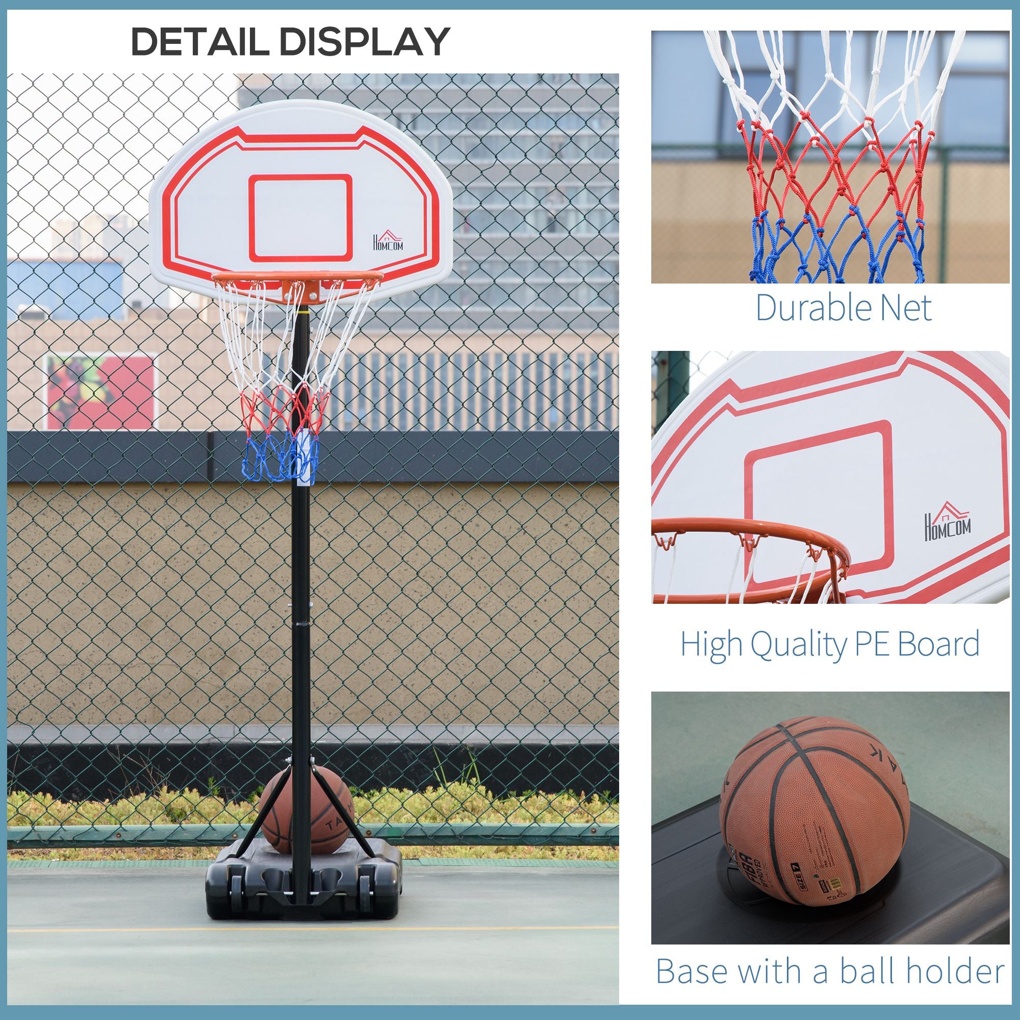 7-8.5ft Basketball Hoop, Freestanding Basketball System with 27.5