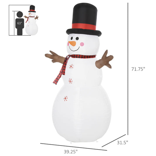 6ft Tall Giant Outdoor Indoor Inflatable Snowman Christmas Decoration for Lawn with Hat Scarf LED Lights - Gallery Canada