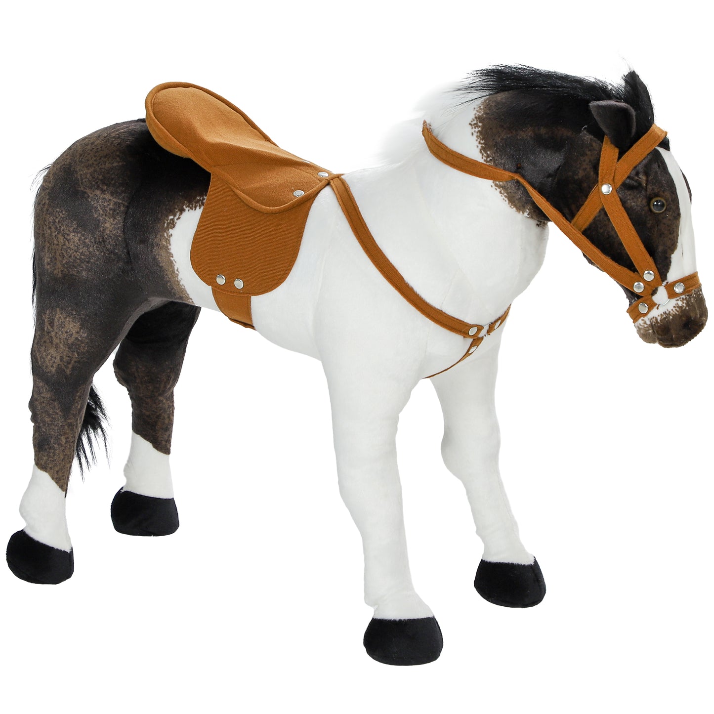 Standing Ride on Horse, Plush Pony Toy for Kids with Neighing Sound, Soft Padding, for Aged 3-8, Brown Rocking Horses   at Gallery Canada