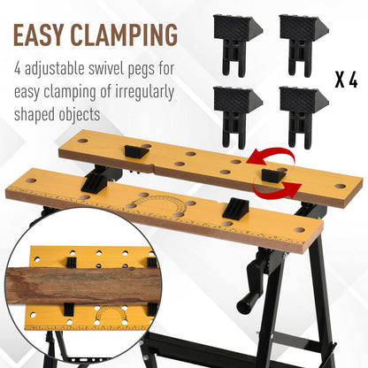 Foldable Work Bench w/ Adjustable Clamps, Carpenter Saw Table, MDF Surface, Steel Frame, 100kg/220lbs Capacity Tool Organizers   at Gallery Canada