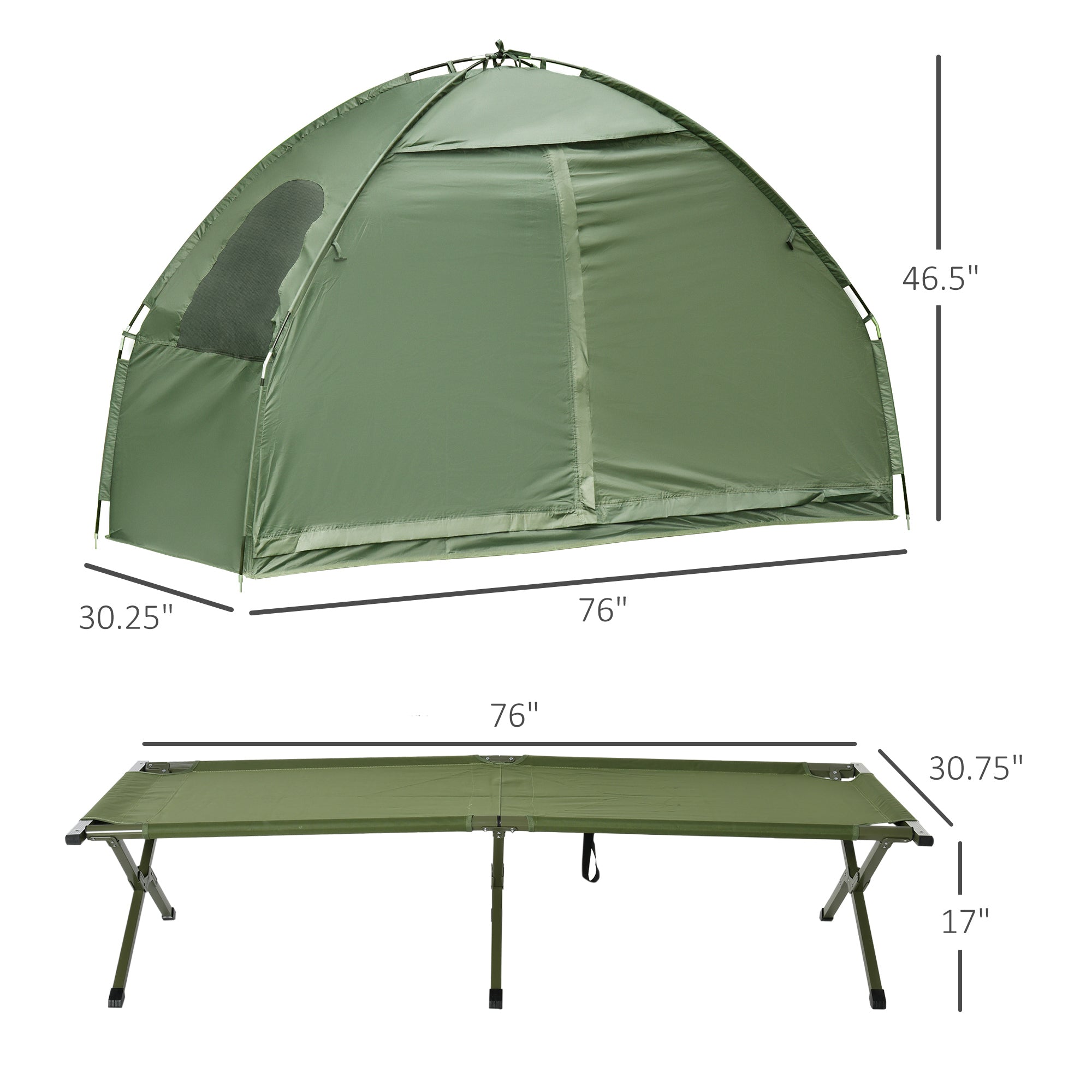 Compact Pop Up Portable Folding Outdoor Elevated Camping Cot Tent Combo Set Dark Green Camping Tents at Gallery Canada