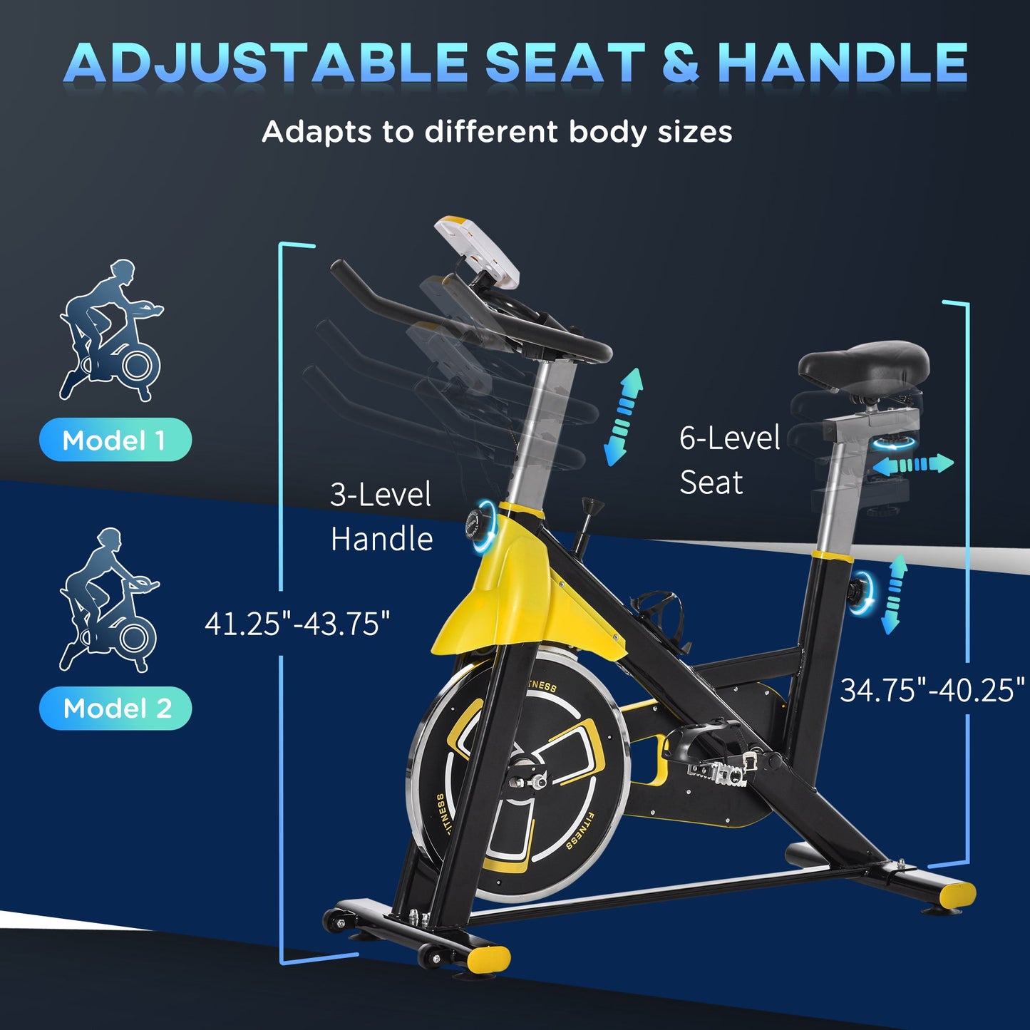 Stationary Exercise Bike, Indoor Cardio Workout Cycling Bike with Belt Drive Adjustable Resistance, Seat, Handlebar w/ LCD Display for Home Gym Exercise & Stationary Bikes   at Gallery Canada