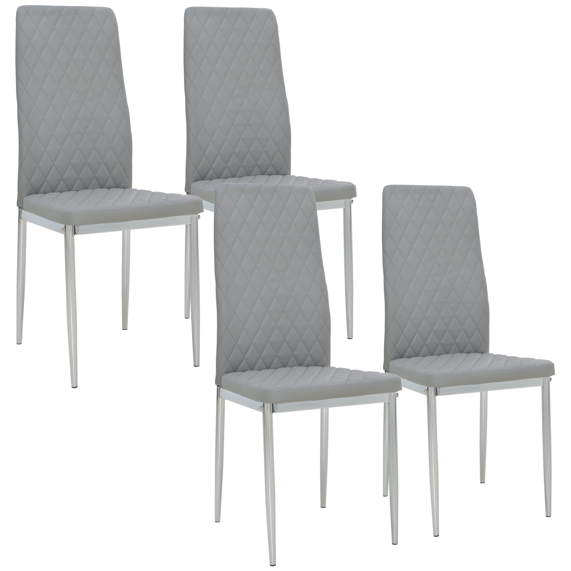 Dining Chairs Set of 4, Modern Kitchen Chairs with Faux Leather Upholstery and Steel Legs for Living Room, Dining Room, Bedroom, Grey Bar Stools Grey  at Gallery Canada