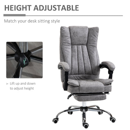 Microfiber Computer Chair, Executive Office Chair with Reclining Backrest Retractable Footrest Adjustable Height Grey Executive & Manager Chairs   at Gallery Canada