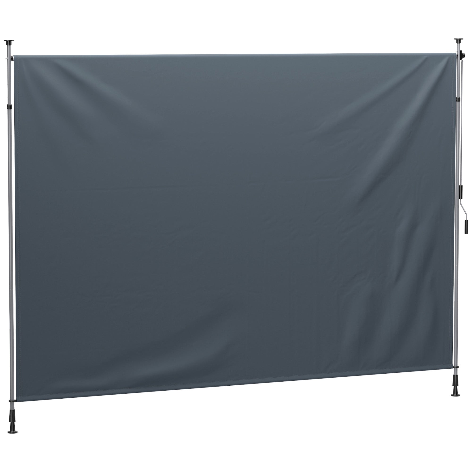 11.5' x 10' Manual Retractable Patio Awning, Outdoor Privacy Screen with UPF30+ &; Water-Resistant Fabric, Dark Grey Patio Awnings at Gallery Canada