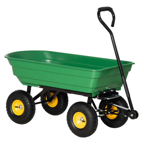 Garden Dump Cart Heavy Duty 440lbs Wagon with Steel Frame and 10'' Pneumatic Tires, Green
