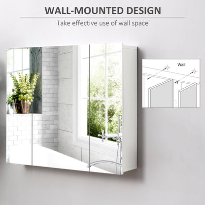 Wall Mounted Mirror Cabinet, Bathroom Medicine Cabinet with Mirror, 3 Doors and Adjustable Shelves, White Mirror Medicine Cabinets   at Gallery Canada