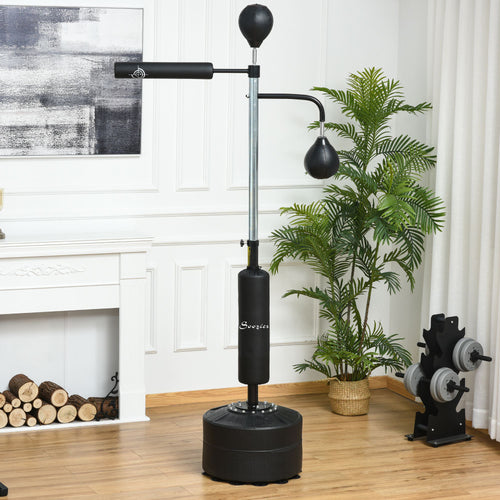 3-in-1 Free Standing Punching Bag, Height Adjustable Boxing Bag with 2 Speed Balls, 360° Reflex Bar, Black
