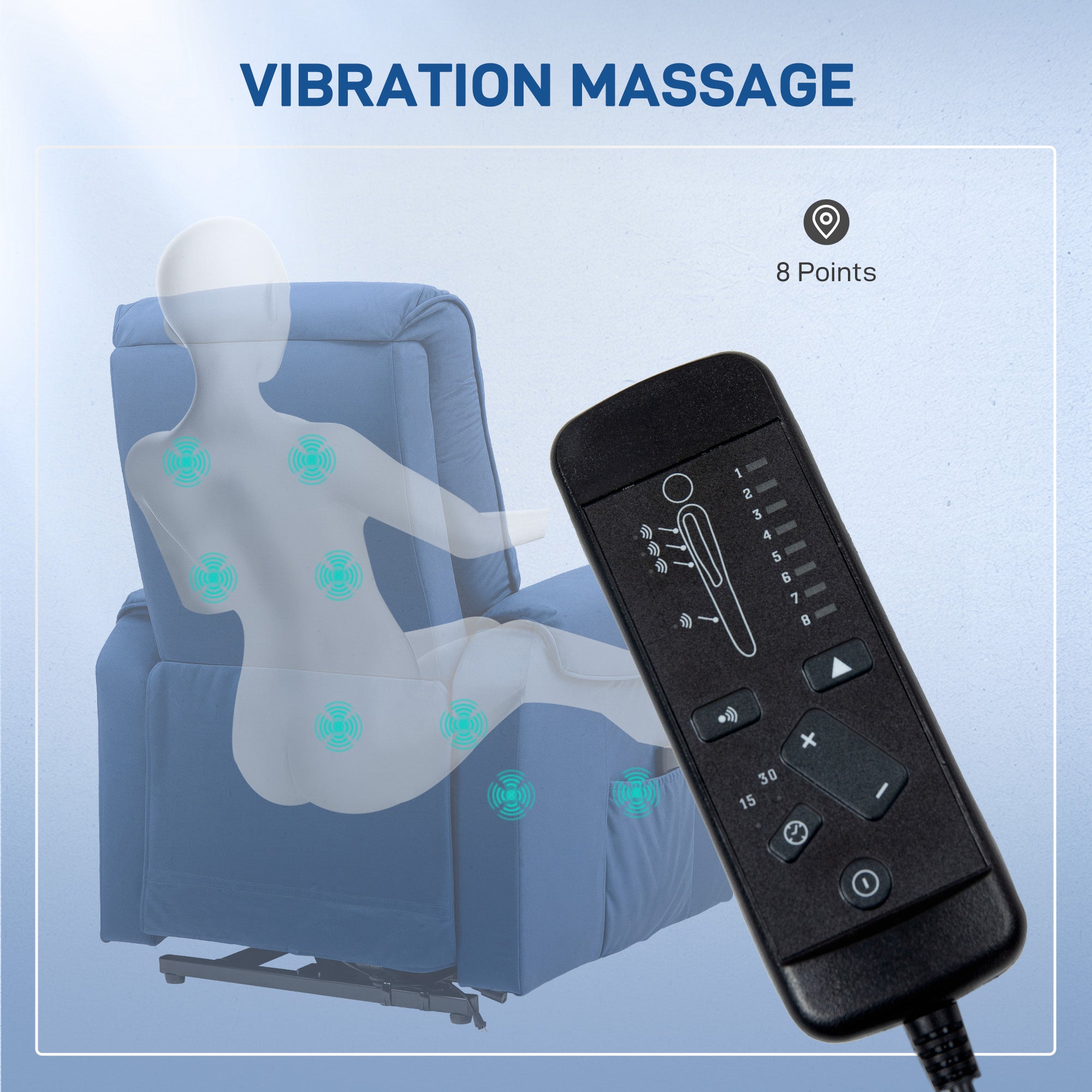 Lift Chair for Elderly, Massage Recliner Chair with 8 Vibration Points, Footrest, Remote Control, Side Pockets Dark Blue Sofas & Reclining Chairs at Gallery Canada