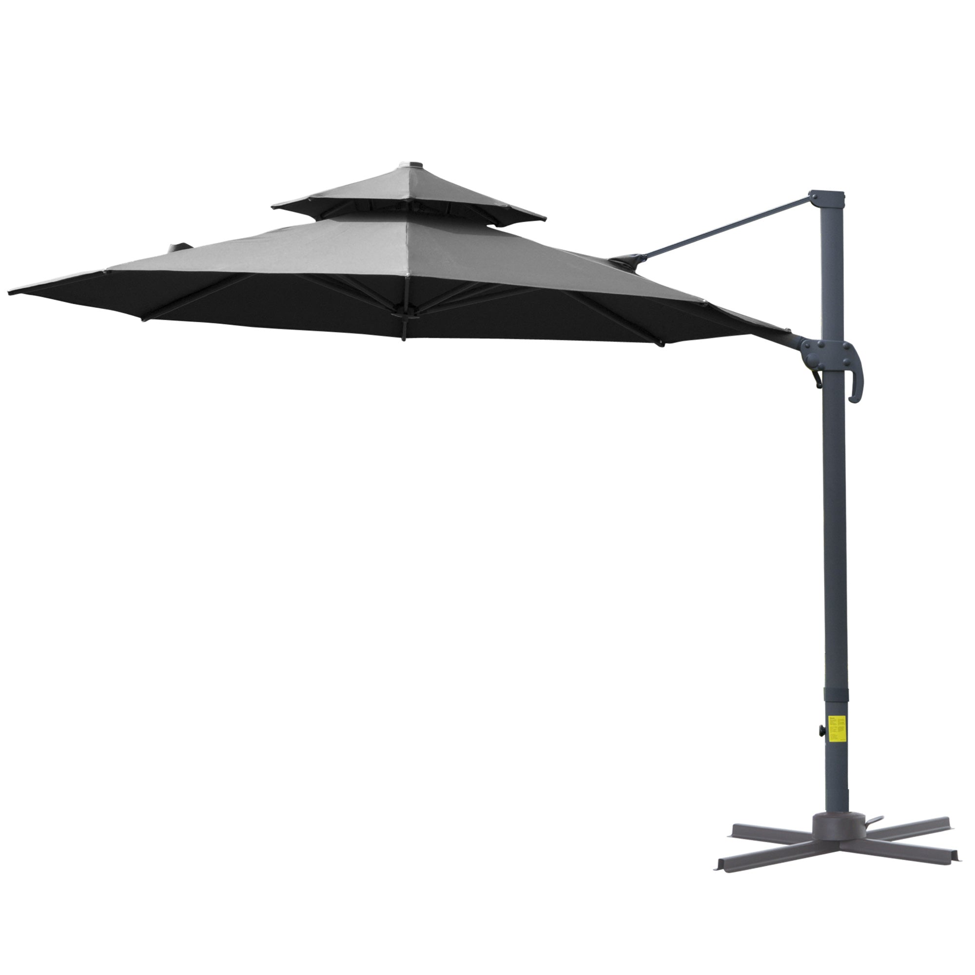 11ft Outdoor Cantilever Umbrella Rotatable Sun Shade Aluminum Market Umbrella with Adjustable Angle &; Double-top Canopy for Backyard, Poolside, Lawn and Garden Dark Grey Cantilever Umbrellas at Gallery Canada