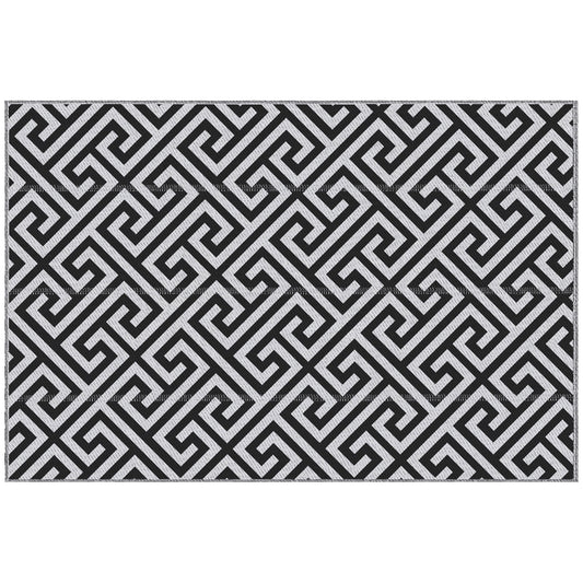 Reversible Outdoor RV Rug, Patio Floor Mat, 5' x 8' Plastic Straw Rug for Backyard, Deck, Beach, Camping, Black &; White Garden Decor at Gallery Canada