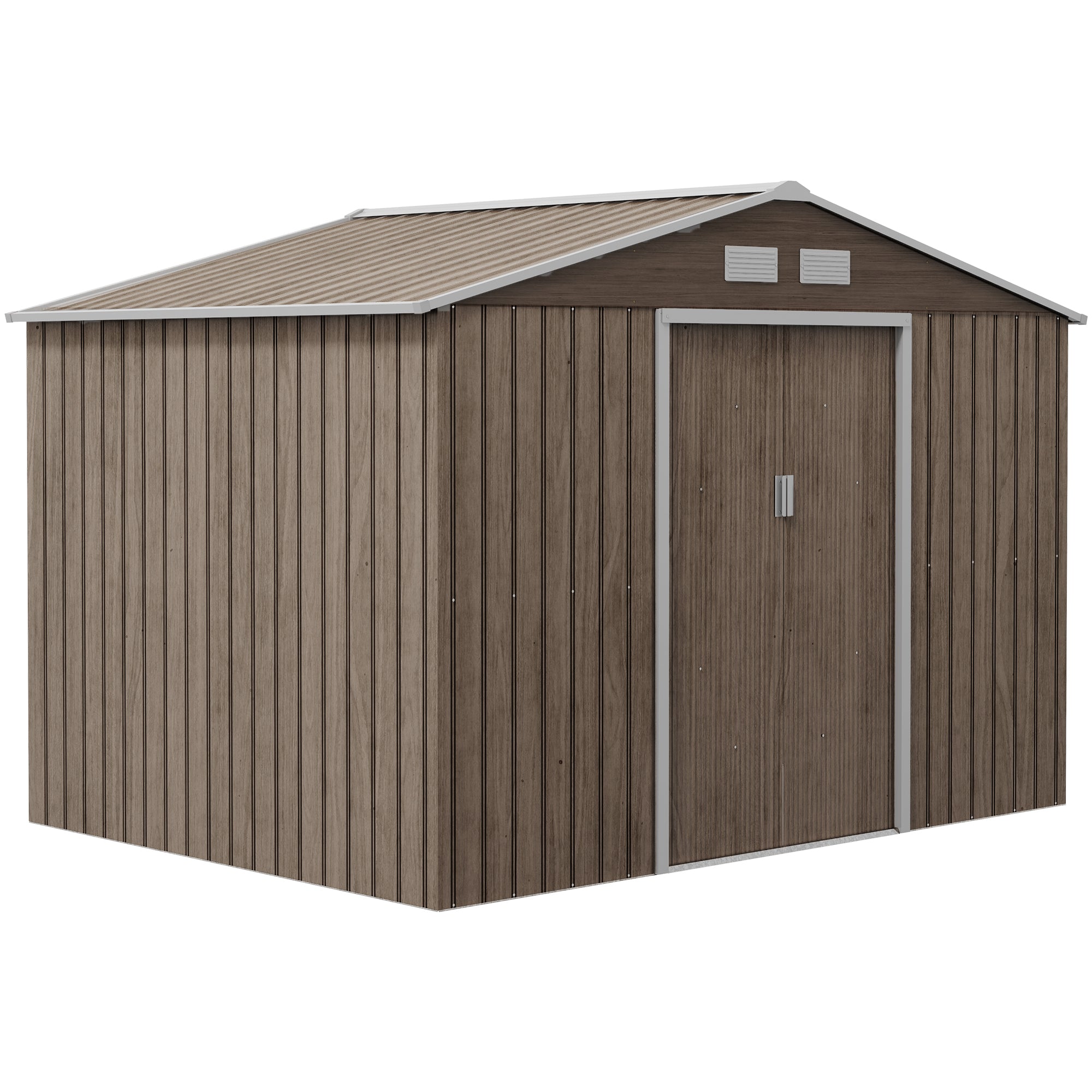 9.1'x6.4'x6.3' Garden Storage Shed w/ Foundation Kit Metal Tool Storage House w/ Double Doors Distressed Light Brown Sheds   at Gallery Canada