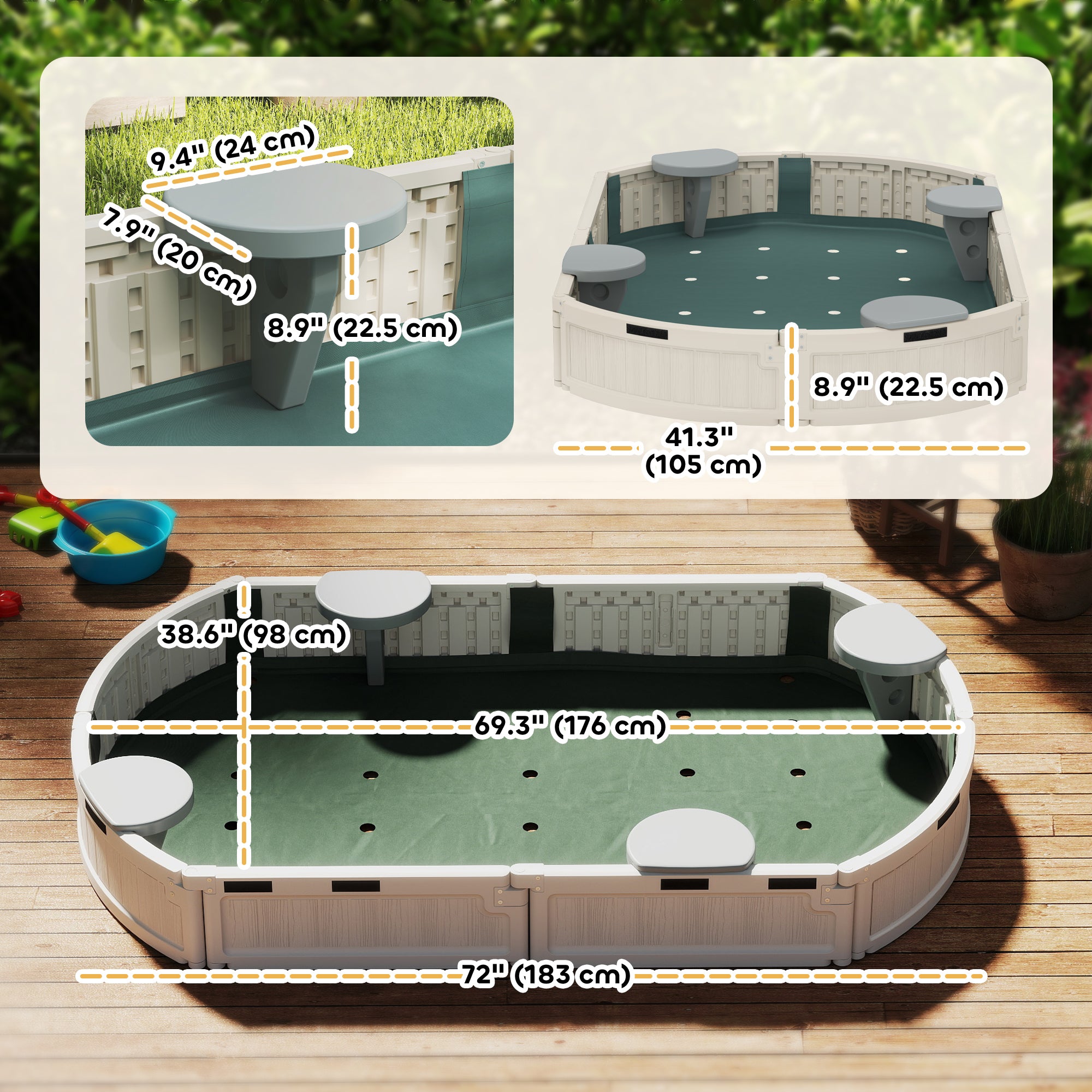 Kids Sandbox with Cover, Seat, Sandbox Outdoor for Backyard, Cream White Sandboxes & Accessories at Gallery Canada