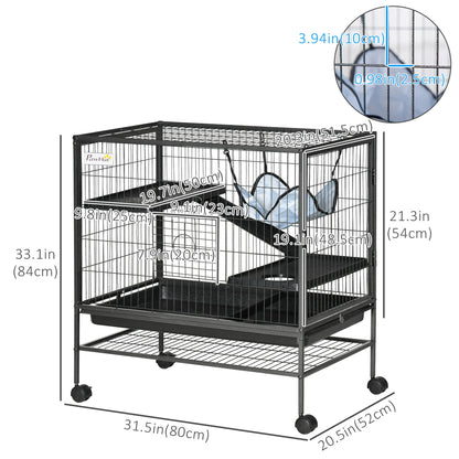 Small Animal Cage with Hammock, 3-Tier Ferret Cage Removable Tray - Gallery Canada