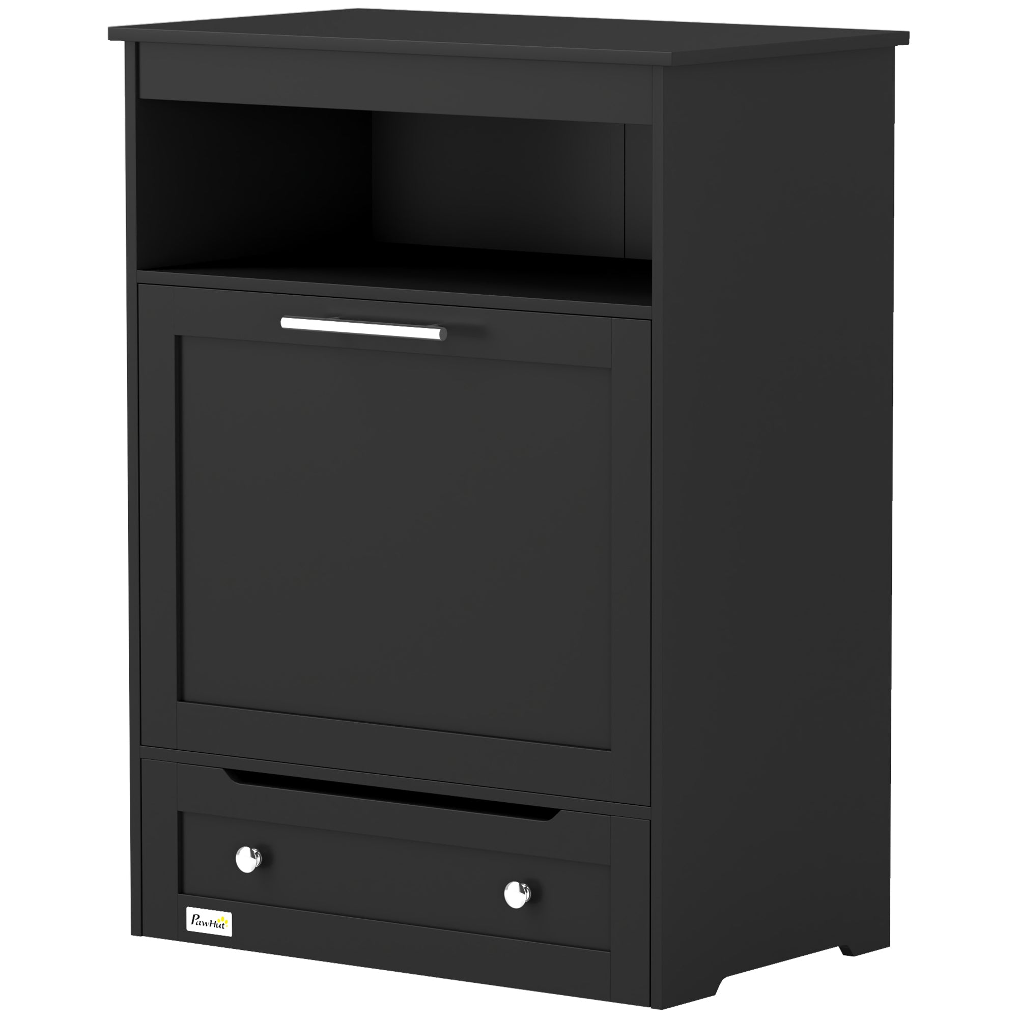 Pet Feeder Station Storage Cabinet, Dog Food Storage Container with Dog Raised Bowls, Watering Supplies, Black Dog Bowls Black at Gallery Canada