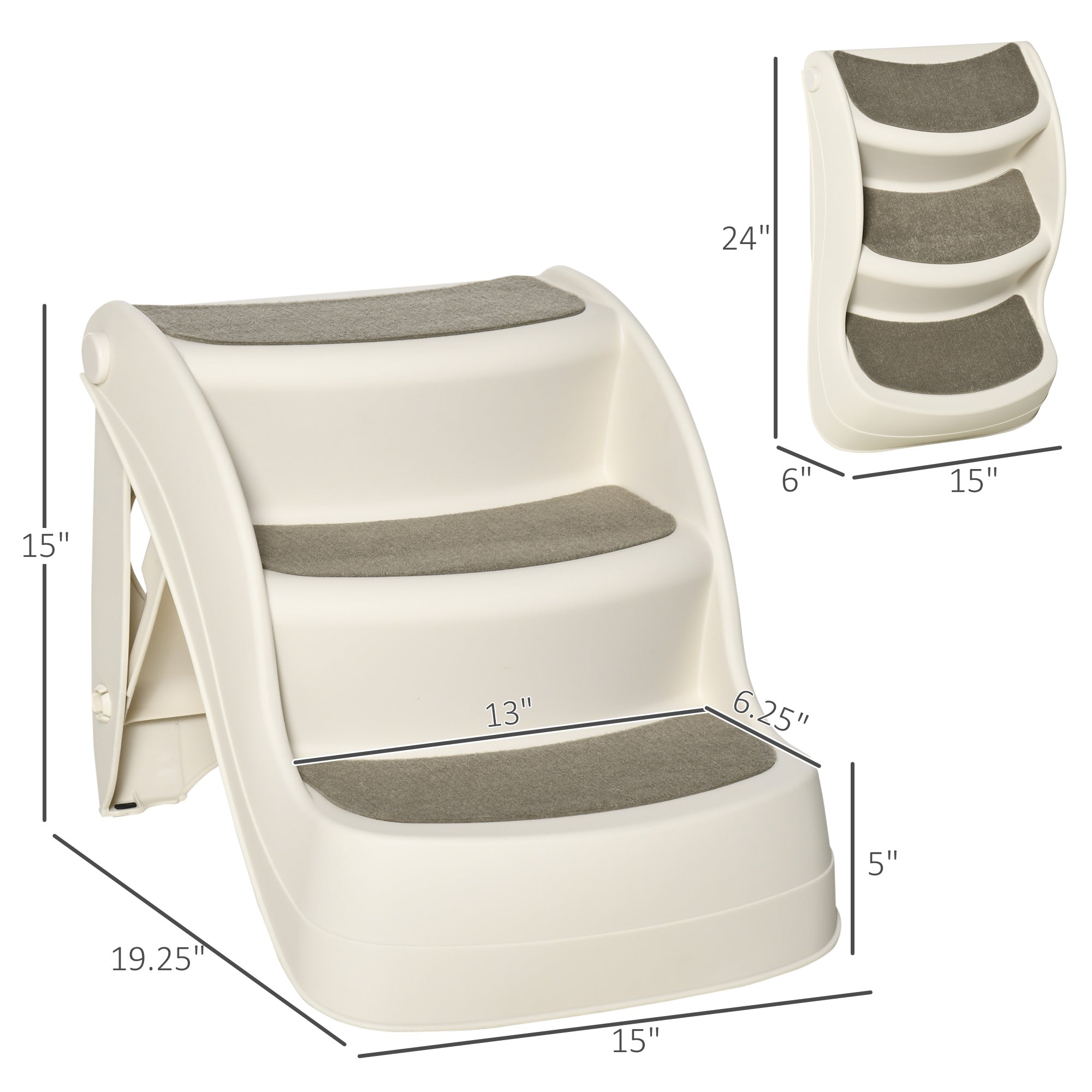 Portable Pet Stairs Foldable Steps for Small Dogs and Cats 3-Step with Non-slip Treads for Beds Sofas, Cream Dog Stairs   at Gallery Canada