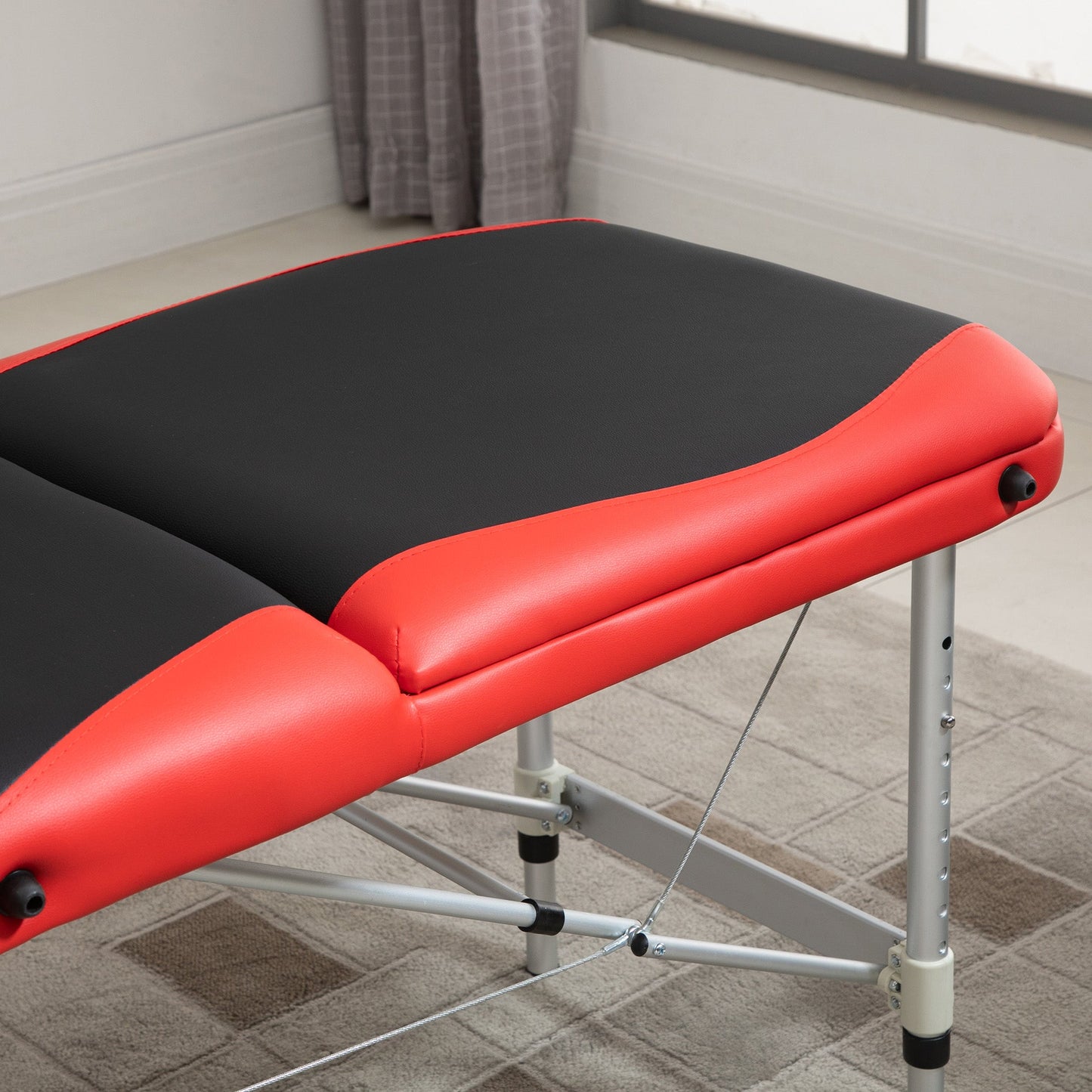 73" 3 Section Foldable Massage Table Professional Salon Spa Facial Couch Bed (Black/Red) Portable Massage Tables   at Gallery Canada