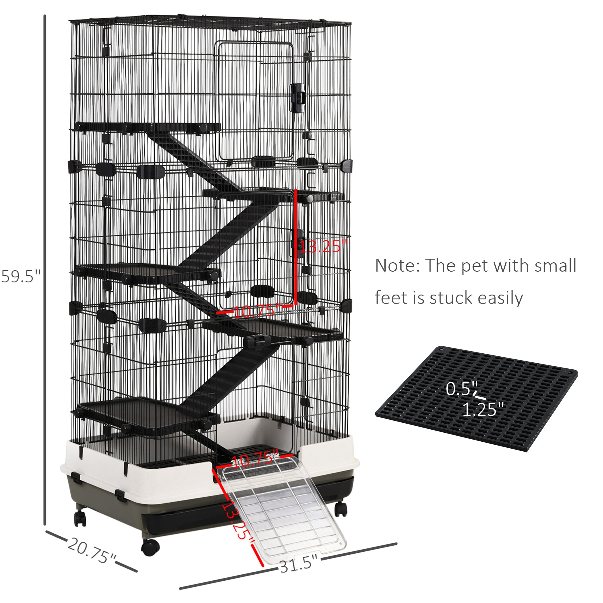 6-Tier Rolling Small Animal Cage with Platforms, Ramps, Tray, Wheels - Black Houses & Habitats   at Gallery Canada