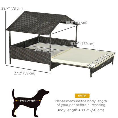 Outdoor Dog House Extendable Wicker Dog Bed with Soft Cushion Washable Cover, for Small and Medium Dogs, Cream White Houses, Kennels & Pens   at Gallery Canada