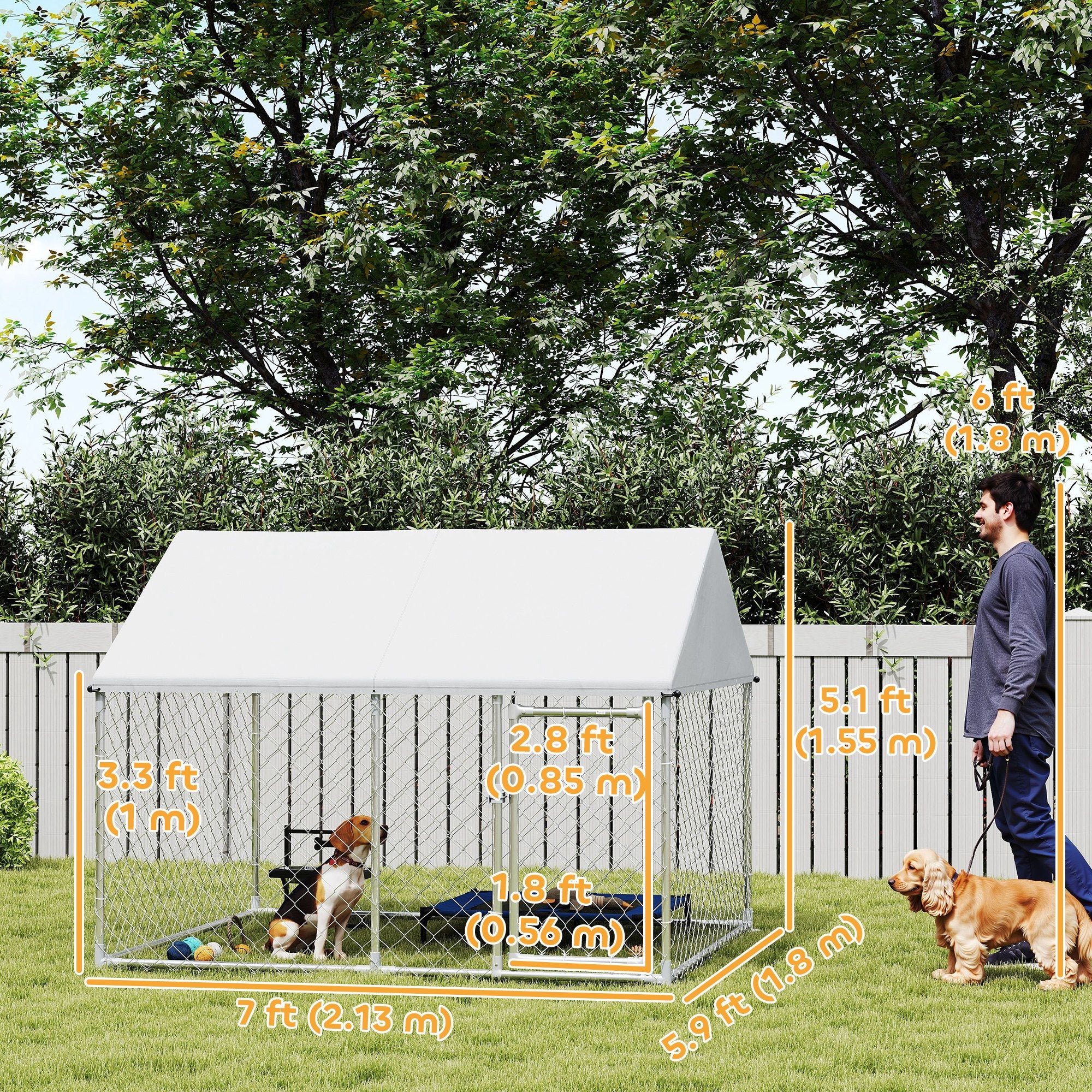 Outdoor Dog Kennel with Waterproof &; Anti-UV Cover, Quick-Connect Frame, Secure Lock for Small Medium Dogs Houses, Kennels & Pens at Gallery Canada