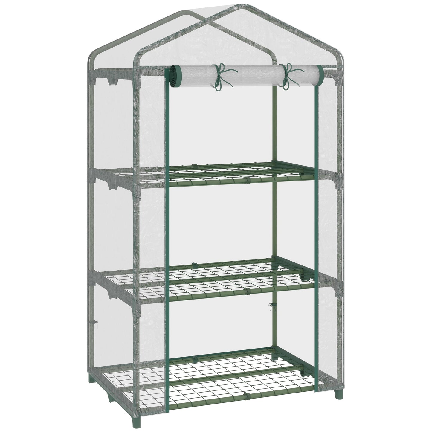 3 Tier Mini Greenhouse Portable Plant Greenhouse with Roll Up Door and Wire Shelves, 27" x 19" x 49", Clear Mini Greenhouses Multi Colour  at Gallery Canada