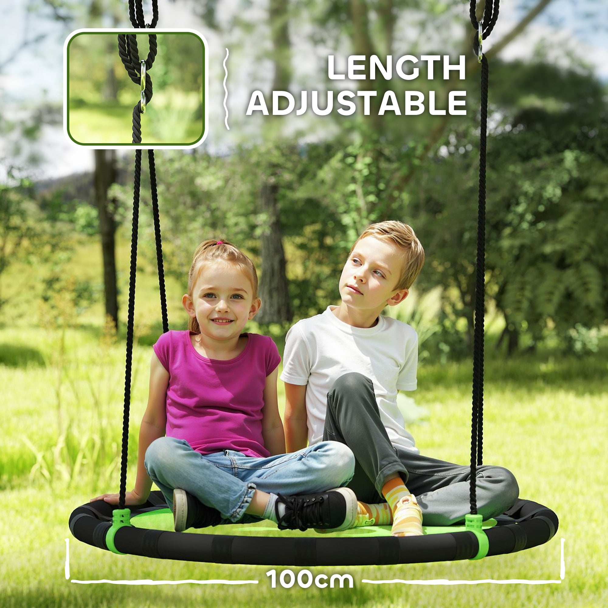39 inch Saucer Tree Swing Set for Kids with Adjustable Hanging Ropes for Outdoor, Backyard, Green Gym Sets & Swings at Gallery Canada