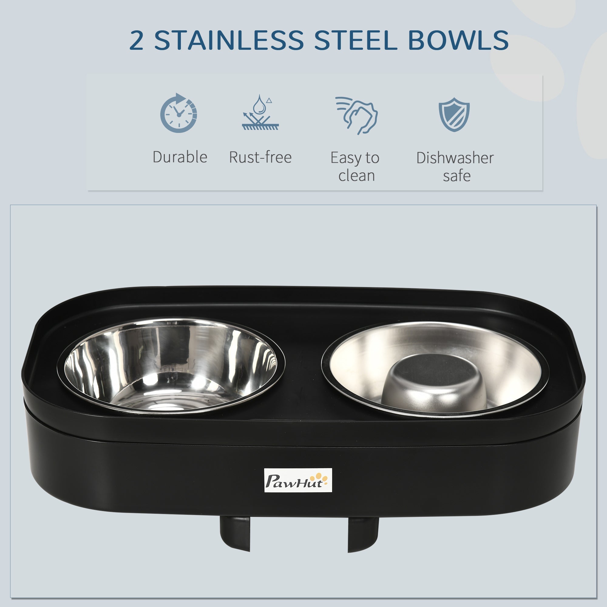 Pet Feeder, 4 Adjustable Heights Elevated Dog Bowls with Slower Feeder, Stainless Steel Food and Water Bowls, Raised Edge and Food Collection Hole Dog Bowls   at Gallery Canada