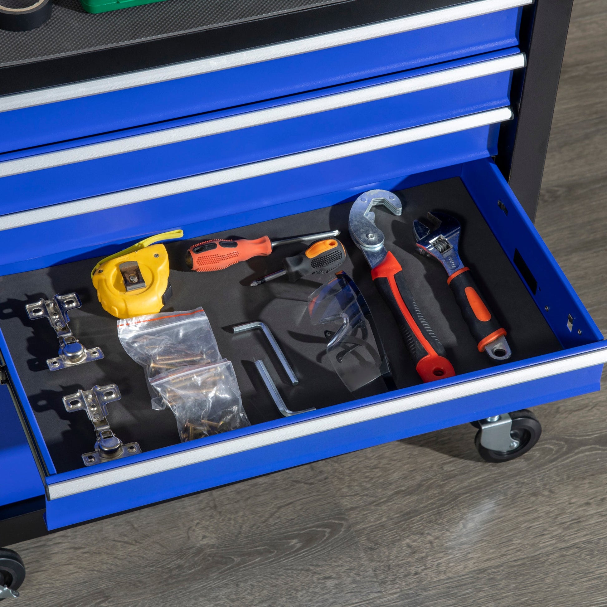 4-Drawer Tool Chest with 4 Wheels, Rolling Tool Box and Storage Cabinet, Portable Tool Organizer for Garage, Blue Tool Organizers   at Gallery Canada