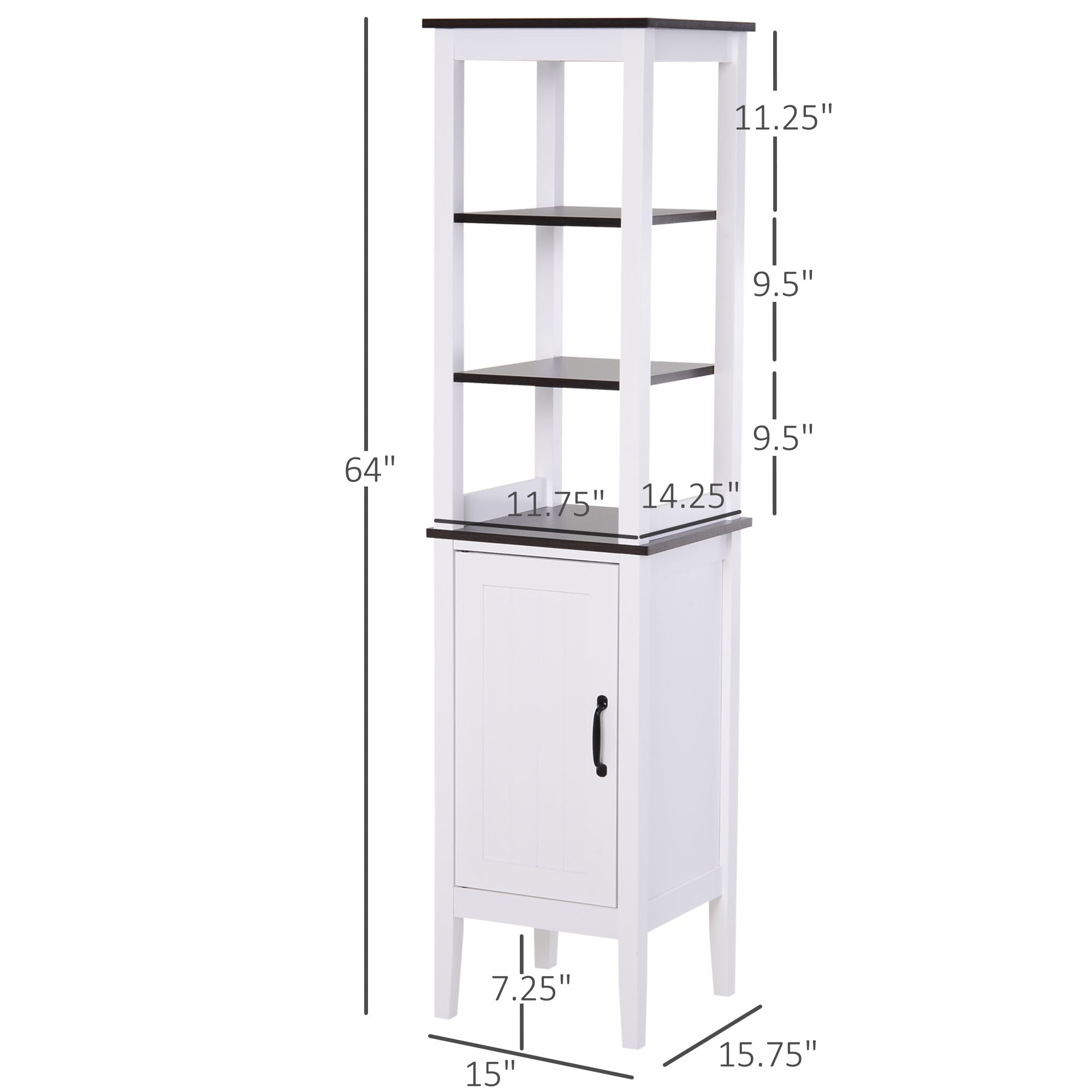 Tall Bathroom Cabinet Cupboard Storage Unit White Freestanding Shower Shelves Bathroom Cabinets   at Gallery Canada