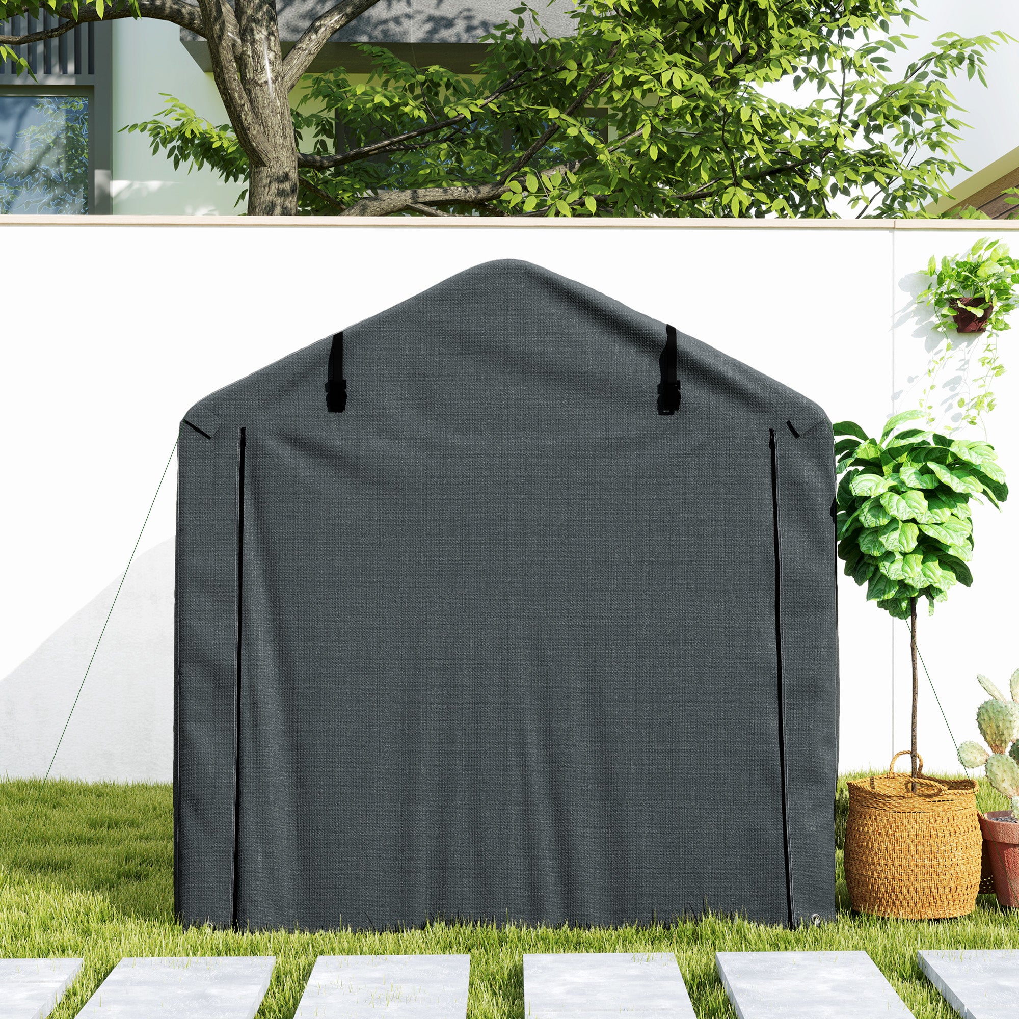 Outdoor Storage Shed, UV Resistant Bike Tent with Roll-up Zipper Door, Portable Shed for Bike, Motorcycle, Dark Grey Sheds at Gallery Canada