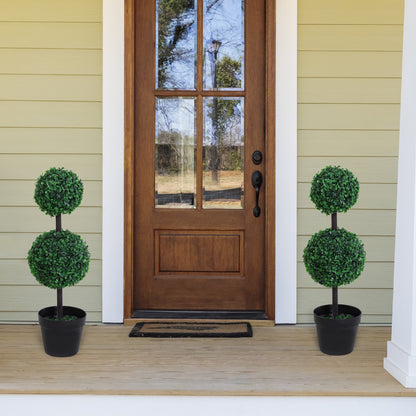 2 Ball Topiary Tree in Pot for Home Decor, Artificial Plant for Home Office, Living Room Decor, Dark Green Artificial Trees   at Gallery Canada