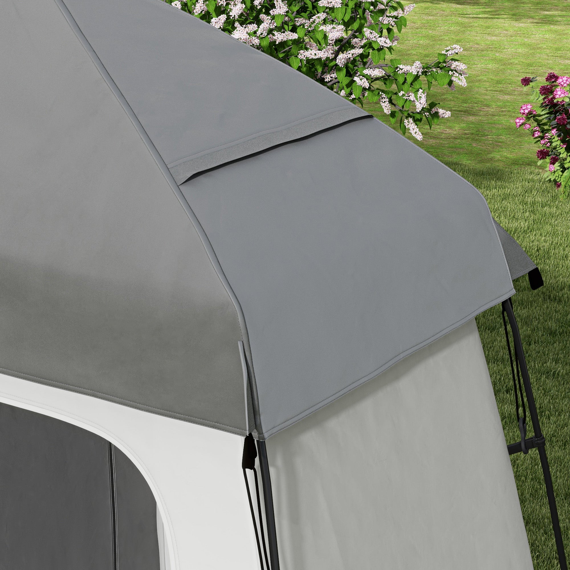 Outdoor Portable Pop Up Shower Tent Changing Tent Privacy Enclosure with 2 Rooms, Shower Bag, Floor for Camping, Dark Grey Camping Tents at Gallery Canada