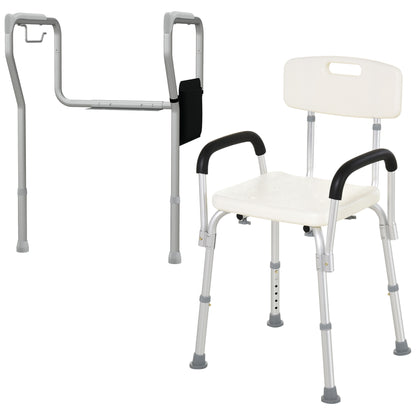 Height Adjustable Shower Chair & Toilet Safety Rail Set for Seniors, Multi Colour Bath Chairs   at Gallery Canada